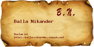 Balla Nikander névjegykártya